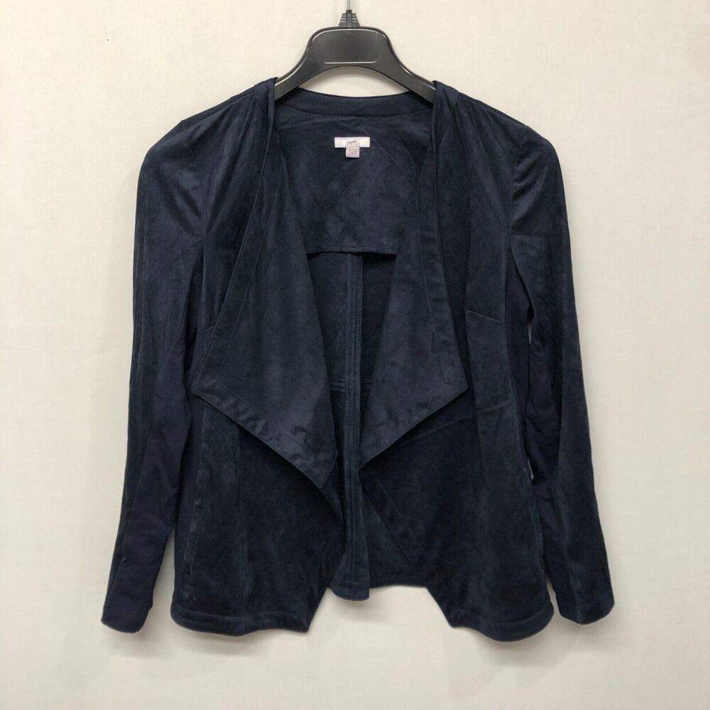 J Jill Women Open Front Jacket Blazer Size Medium Dark Blue B325 -6